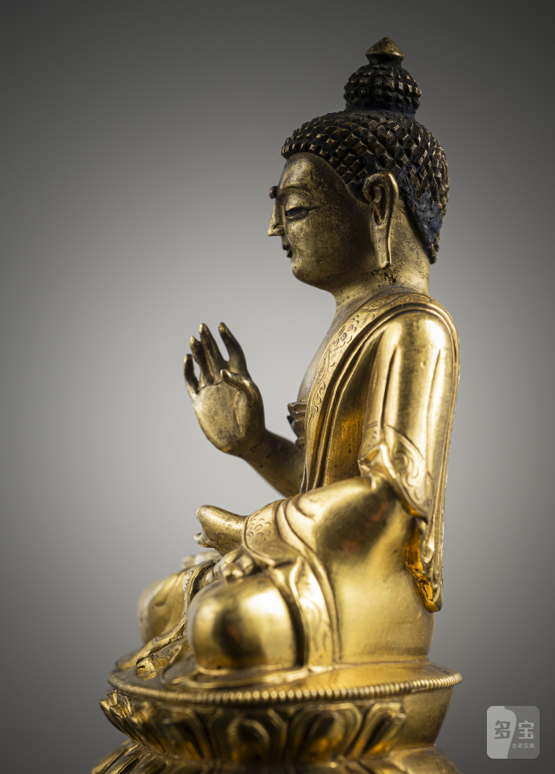 A PART-GILT BRONZE FIGURE OF BUDDHA SHAKYAMUNI - 图4